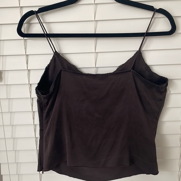 Vintage 90s brown silk tank top either sequin details - Picture 6 of 6